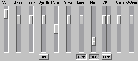 A screen shot of the qtmixer window.